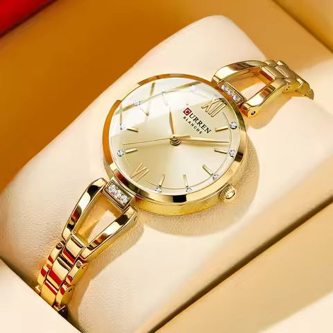 CURREN Women's Watches Elegant Fashion Original Quartz Watch for Laides Waterproof Stainless Steel S