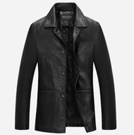 Jaket Kulit semi Pria Jas semi Jaket kerah polo berkancing