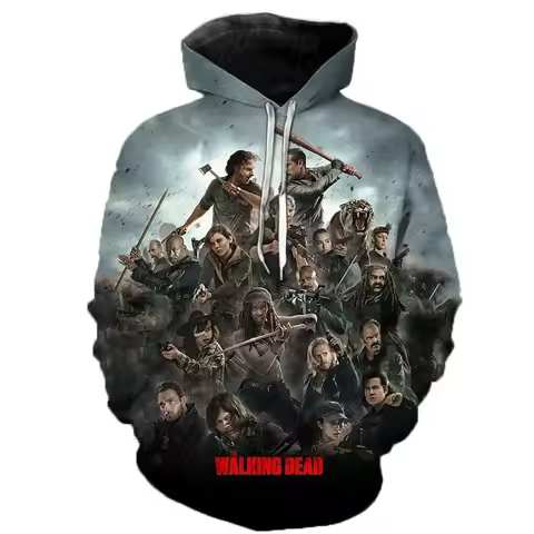 The Walking Dead Hoodies 3D Print Horror TV Drama Men Women Oversized Halloween Pullover Hooded Swea