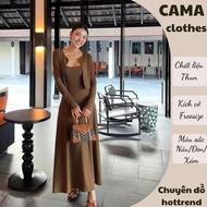 Women's long maxi dress with free Cama Clothes cardigan, slim fit women's dress made of stretch elas