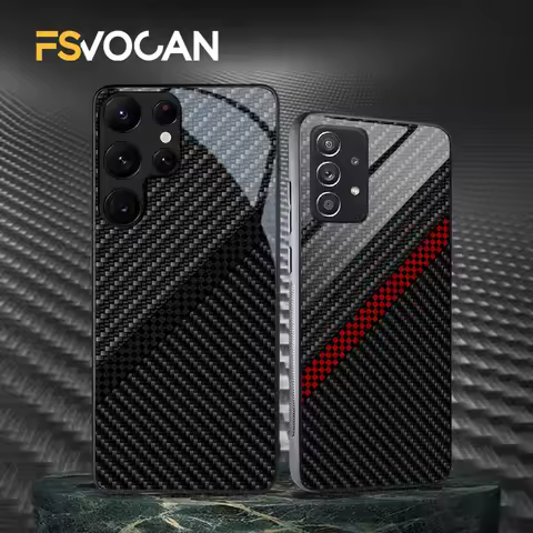 Glossy Carbon Fiber Pattern Slim Case For Samsung Galaxy S26vS25 S24 S23 S22 S21 S20 Plus Ultra A53 
