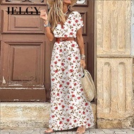 IELGY Bohemian printed dress holiday dress women