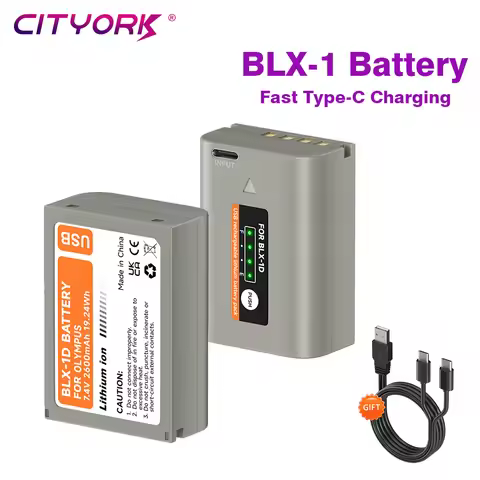 CITYORK 7.4V BLX 1 BLX-1 2600mAh High Capacity Camera Battery Li-ion Battery With USB-C Charging Por