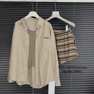 Women's outfit set for going out, quality women's outfit set with 3 details 2-piece shirt with rough