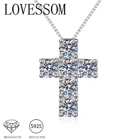 A 925 silver 3 carat moissanite cross personality fashion simple men's and women's high quality pend