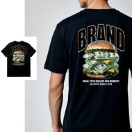 USD Burger American Street T-Shirt - Black T-Shirt 24s Combed Cotton Men's T-Shirt