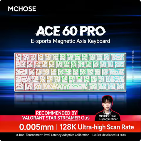 MCHOSE ACE 60 Pro ACE68 V2 Customized Magnetic Axis Gaming Mechanical Keyboard Wired Hot Swap 0.08ms