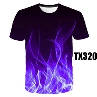 3D blue red flamed T-shirt men's ladies T-shirt 3D T-shirt black Tshirt casual shirt short sleeve sh