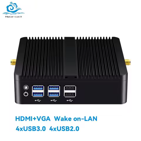 Helorpc Fanless Industrial Mini PC Inter Core i3/i5/i7 Processor with 4xUSB3.0 4xUSB2.0 HDMI VGA Sup