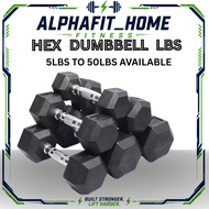 Rubber Hex Dumbbell 5lbs–50lbs | Hexagonal Dumbbells with Anti-Rust Metal Handle