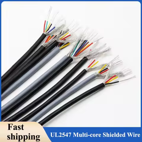 1M/3M Shielded Wire Signal Cable UL2547 30 28 26 24 22 20 18 AWG Channel Audio 2 3 4 5 6 8 Core Head