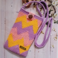 PREMIUM TAS HP Wanita / Pouch HP / TAS HP / Tas Selempang HP / Dompet HP Rajutan Cantik