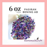 BEADS (25 grams) CLEAR SAND BEADS AB 6 oz 4 mm MONTEMANIK CRAFT