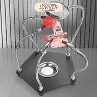 LOVIVER Helping Hands Soldering Station with Magnifying Glass 4 Arms Helping Hands