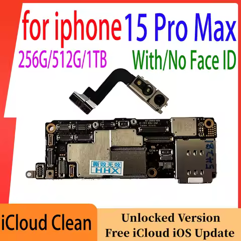 Unlocked Motherboard For iPhone 15 Pro Max With Face ID 256GB 512GB 1TB Mainboard Clean iCloud Fully