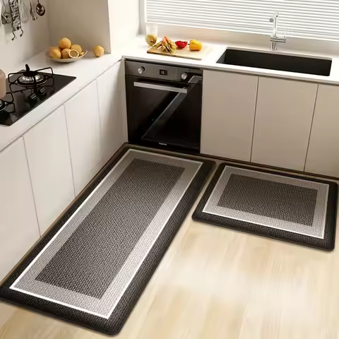Square Kitchen Rug Flannel Plush Floor Mat Non Slip Highly Absorbent Soft Fuzzy Mat for Bathroom and