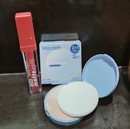 bedak glowing padat refil wardah gratis lipstik matte cantik
