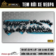 Decal Rời Vespa Thiết Kế Justin x Vespa | VPSP44 | Tem Xe Vespa Hình Ngọn Lửa Chống Nước Chống Phai