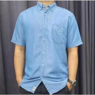 Kemeja Lelaki Short Sleeve Premium Quality Denim Shirt Size S-4XL Ready Stock