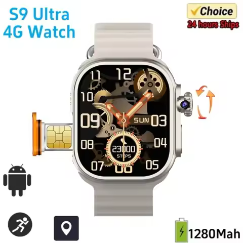 S9Ultra4G Android Smartwatch Network SIM Card 2.2 inch Amoled 180° Rotary Camera GPS WIFI Global Cal