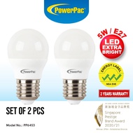 PowerPac 2x LED Bulb, Pin Pong Bulb 5W E27 400LM Daylight (PP6453)