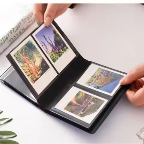 3 Inches 64 Pockets Mini Instant Album Retro Photo Album Polaroid Album Picture Case Storage for Fuj