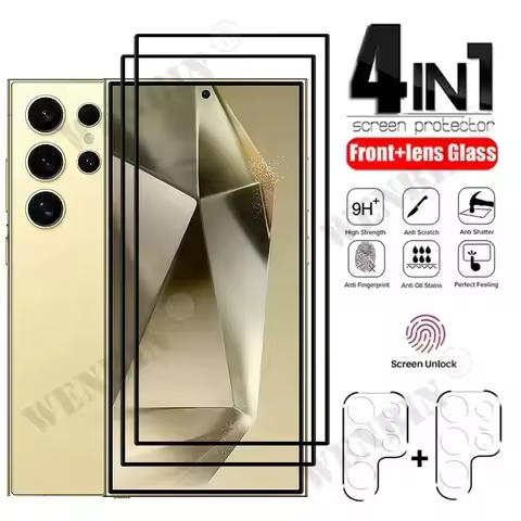 4 in 1 For Samsung S25 S24 S23 S22 Ultra Plus FE A56 A55 A36 A35 A16 9HD Screen Protector Full Prote