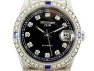 [專業] 機械錶 [2813]BOSSWAY CLUB 自動錶[鑽石圈][22石][黑面+日期]/時尚/中性錶[全新品]
