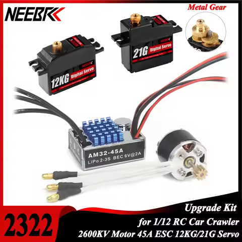 NEEBRC 2322 2600KV Motor AM32 45A ESC 12KG 21G Servo for 1/12 RC Car Crawler MN99S MN168 Model Upgra