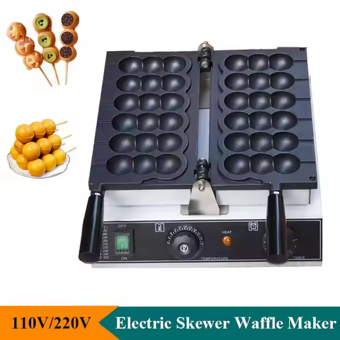 Electric Non Stick Skewer Waffle Maker Machine Takoyaki Ball Shaped Waffle Baker Maker Kitchen Snack