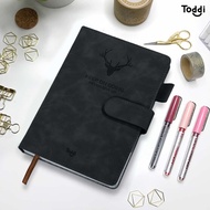 Premium Magnet Leather Hardcover Notebook Diary 68GSM 360 Lined Pages - CW -05 - Black