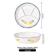 XIXIANGZI | Weight Loss Home Use 4-compartment Covered Plate with Glaze-under-deepening 8 Inches