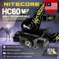 NITECORE HC60 V2 - 1200 Lumen Rechargeable LED Headlamp with 3400mAh 18650 Battery - - in