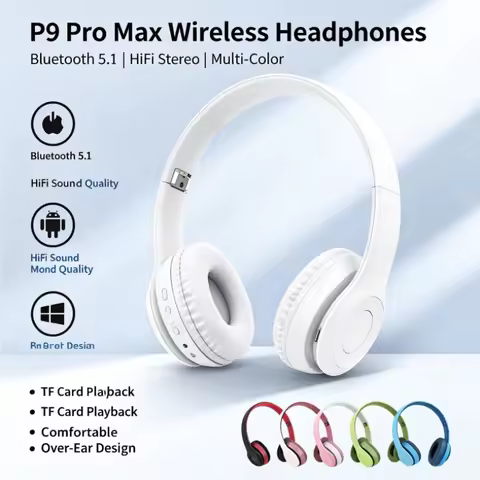 P47 Wireless 5.0 Overhead Bluetooth Headphones for Music with Deep Bass Universal Compatibility High