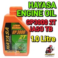 100% ORIGINAL HAYASA ENGINE OIL MINYAK HITAM GP 3 GP3000 2T JASO TB 1.0LITRE USE FOR MOTORCYCLE LC13