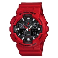 CASIO ORIGINAL - CASIO G-Shock GA - GA-100B-4A - MEN - Merah - Resin - Jam dunia JD17 # Jam Tangan P