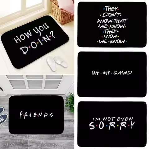 TV Show Friends Printed Welcome Doormat Polyester Non-Slip Washable Indoor Outdoor Mat Interior Area