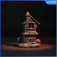 [RazecaMY] Eerie Manor with Pumpkins Weathered Eerie Manor Figurine Spooky Halloween Figurine for Ma