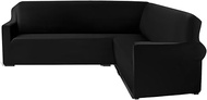 Sofa Cover L Shape Corner Sectional Couch Covers Soft and Stretchy Slipcovers Sectional Furniture Protector for Pets Fits Well Non-Slip Waterproof Universal Sofa Cover for Living Room (Black)