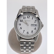 SEIKO mens watches quartz wrist watch analogues stainless WHT SLV SS 7N43-0AM0 Day date Direct from 