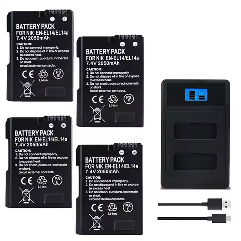 2050mAH EN-EL14 EN-EL14A EL14 Battery Suitable for Nikon Cameras D3100 D3200 D3300 D5100 D5200 D5300