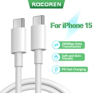 Rocoren PD 20W USB Type C สายสำหรับ iPhone 15 Pro ที่ชาร์จแบบเร็วที่ USB-C เป็นพิเศษสำหรับ MacBook Samsung Xiaomi สายเคเบิ้ล USBC Type-C
