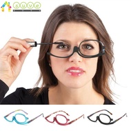 SUVE Rotating Makeup Reading Glasses, Vision Care Colourful Frame Folding Eyeglasses, Portable +1.50