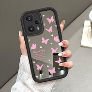 Hp Casing Xiaomi Poco F5 Redmi Note 12 Turbo 5G Butterfly Mirror Phone Case Mirror Kesing Softcase C