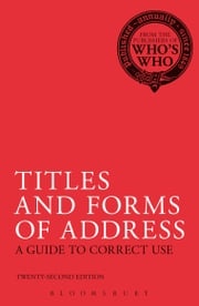 Titles and Forms of Address Bloomsbury Publishing