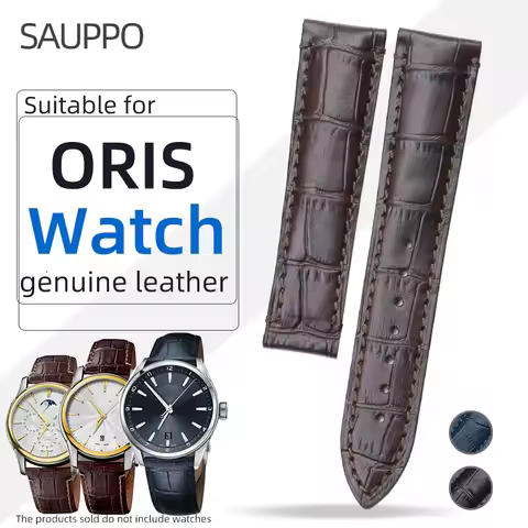 SAUPPO Watch Strap 20mm 21mm Suitable for Oris Artix Men Folding Buckle Top Leather Layer Watch Belt