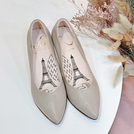 斜格小羊皮高跟鞋-灰