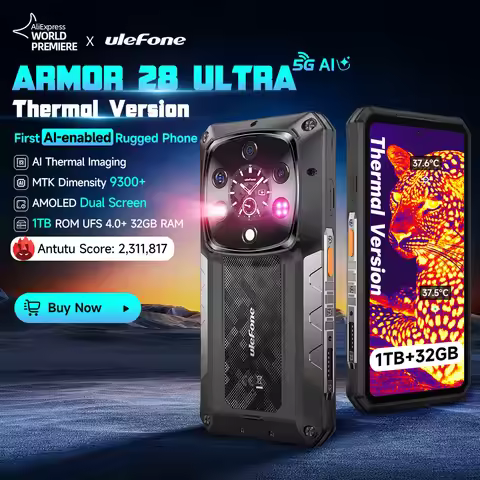 Ulefone Armor 28 Ultra 5G AI Thermal Imaging Rugged Phone Dimensity 9300+ 1TB ROM 32GB RAM Android S