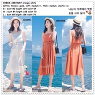 Long Dress Midi Casual Pantai Korea Import AB534257 Putih White Orange