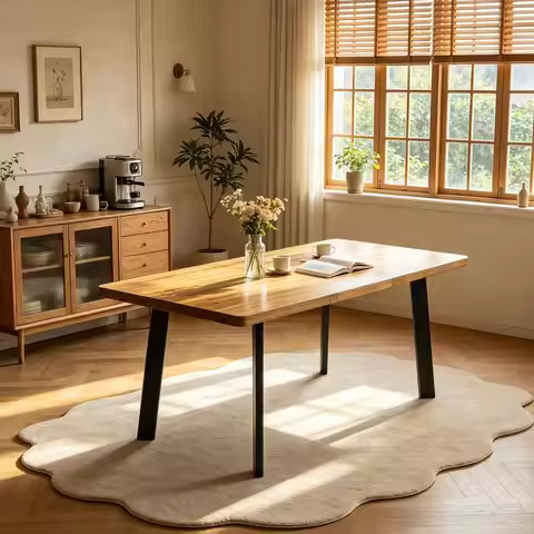 Expandable Walnut Dining Table for 4-8, 47.2-63, Ideal for Compact Spaces